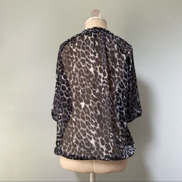 Express Sheer Animal Print Blouse Top - Picture 9 of 13